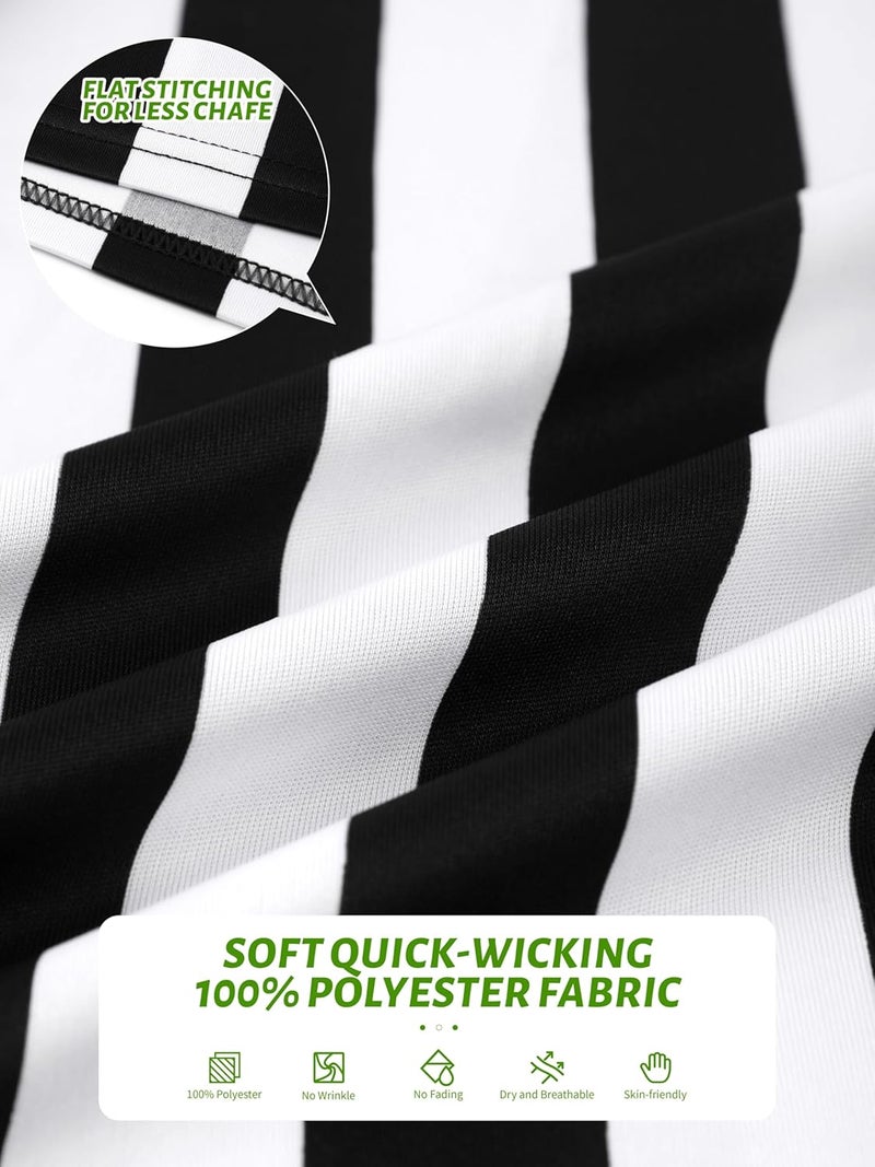 FancyFun Store 4 Pcs Referee Shirt, Ref Shirt Zipper Collar Referee Costume Men Women Ref Whistle Hat Penalty Flag for Football Soccer - Image 3